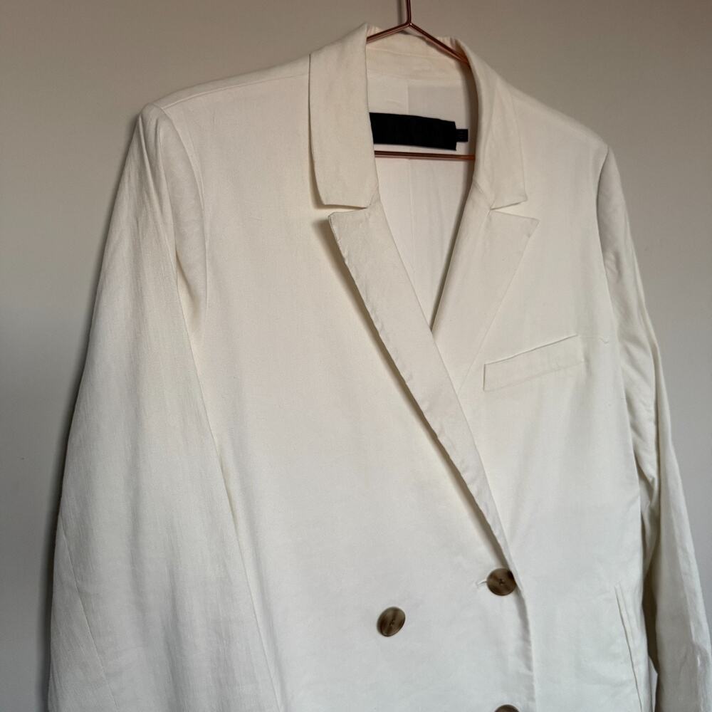 Jenni Kayne Womens Linen Keaton Blazer Jacket 10 White Quiet Luxury Old Money - Picture 3 of 9